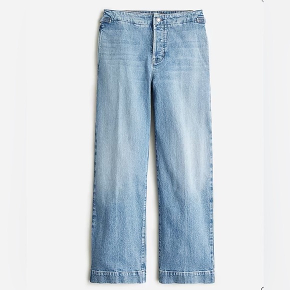 New J.Crew Wide Leg Jeans Women’s 29 High Rise Point Sur Buttons Fly Light Blue - Picture 1 of 16
